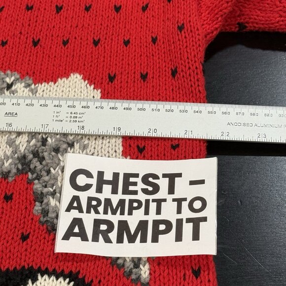 VTG 90s Talbots Womens Large Christmas Toy Train Hand Knit Red Cardigan Sweater - Picture 11 of 12